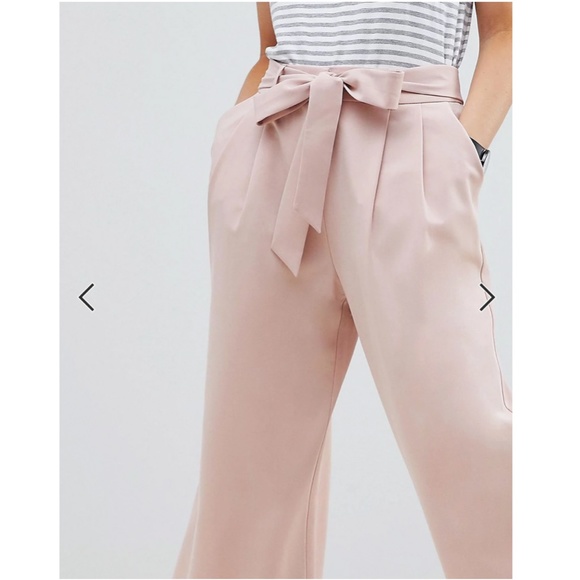 Asos Light Pink Culottes Tie Belt High Waist - Picture 9 of 16